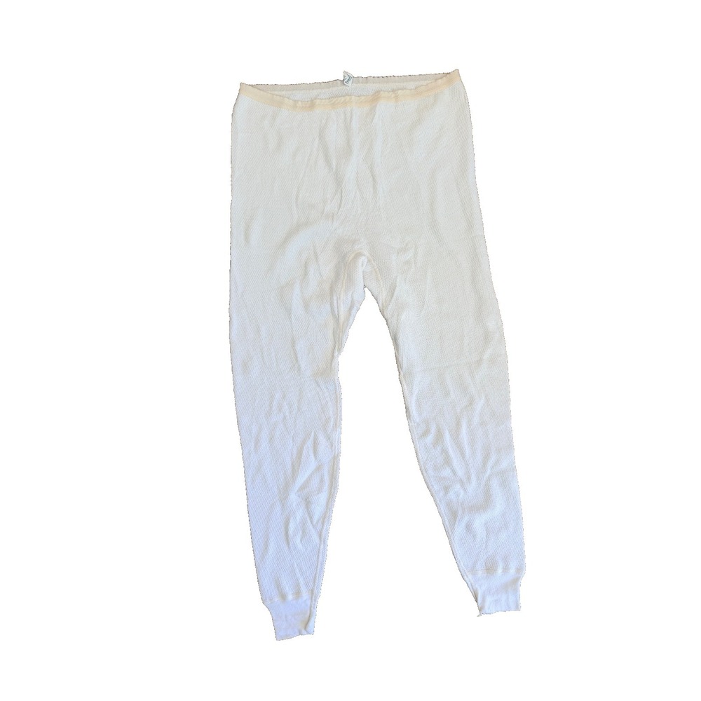 Vintage Waffle Knit Thermal Long Johns Pants Mens L 40-42 Cotton USA Made